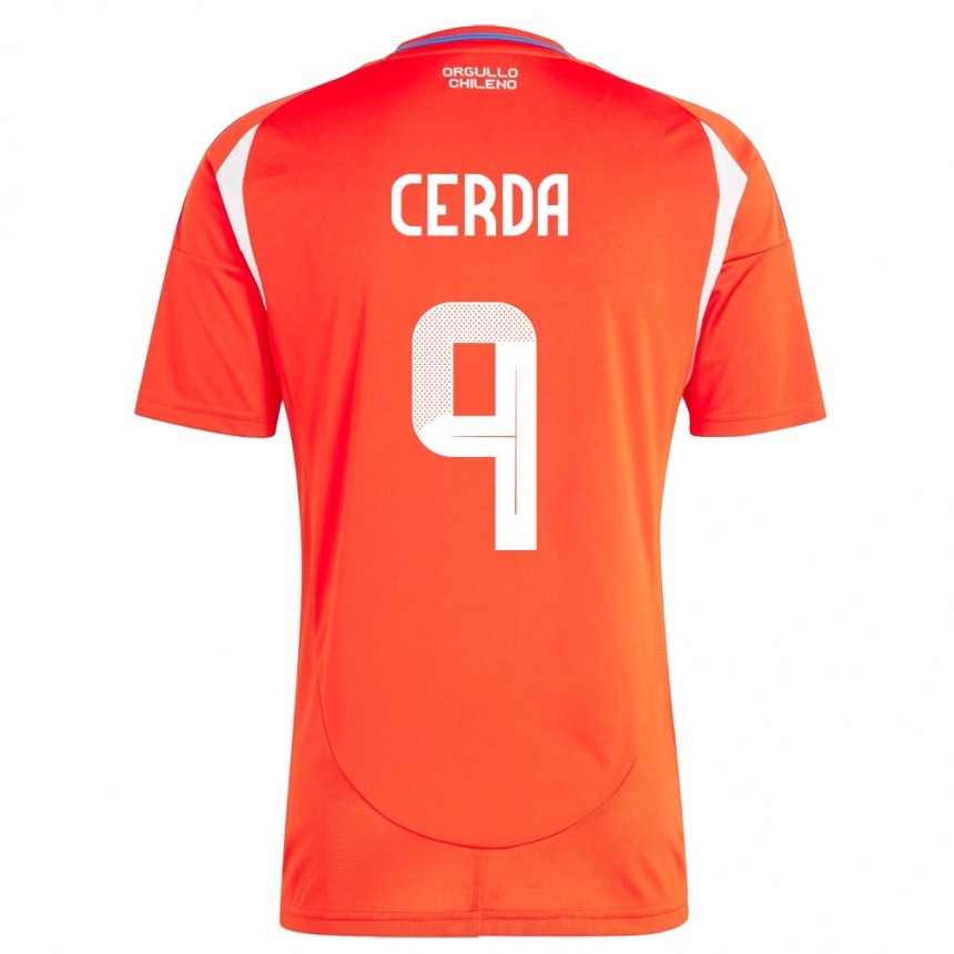 Hombre Fútbol Camiseta Chile Axel Cerda #9 Rojo 1ª Equipación 24-26 Argentina