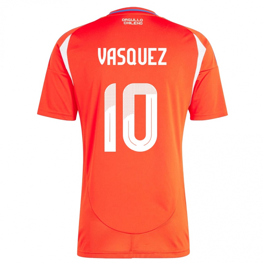 Hombre Fútbol Camiseta Chile Ignacio Vásquez #10 Rojo 1ª Equipación 24-26 Argentina