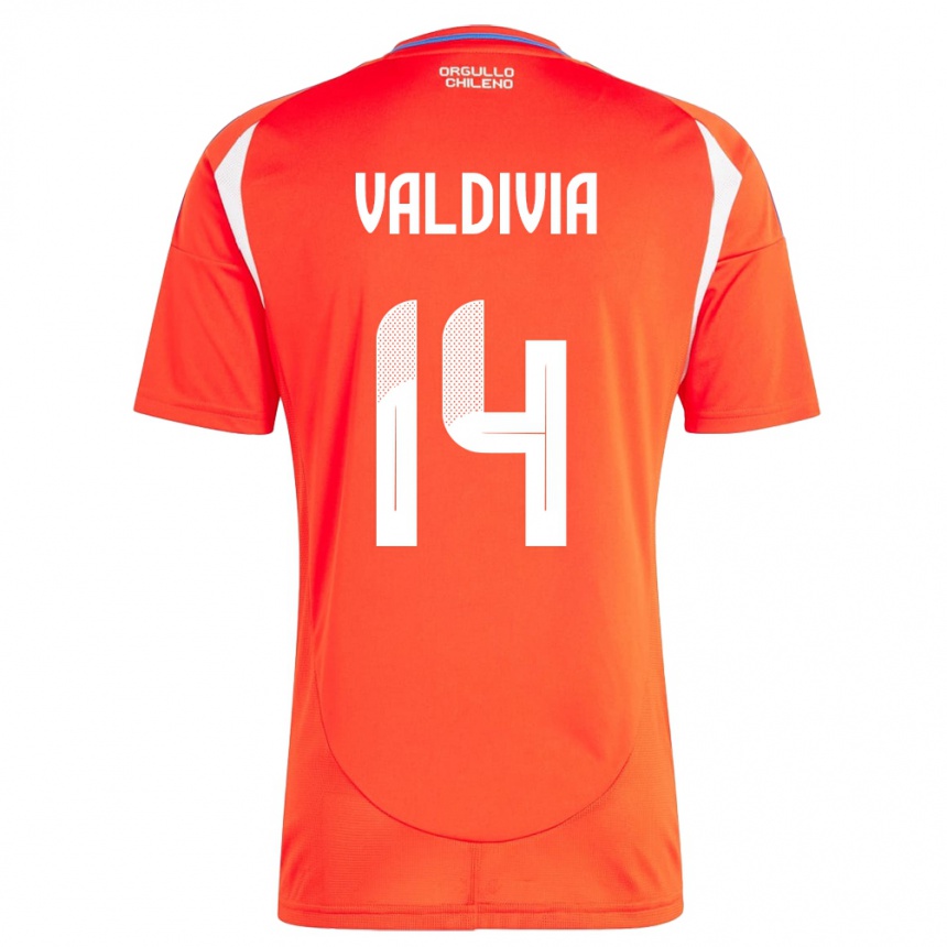 Hombre Fútbol Camiseta Chile Felipe Valdivia #14 Rojo 1ª Equipación 24-26 Argentina