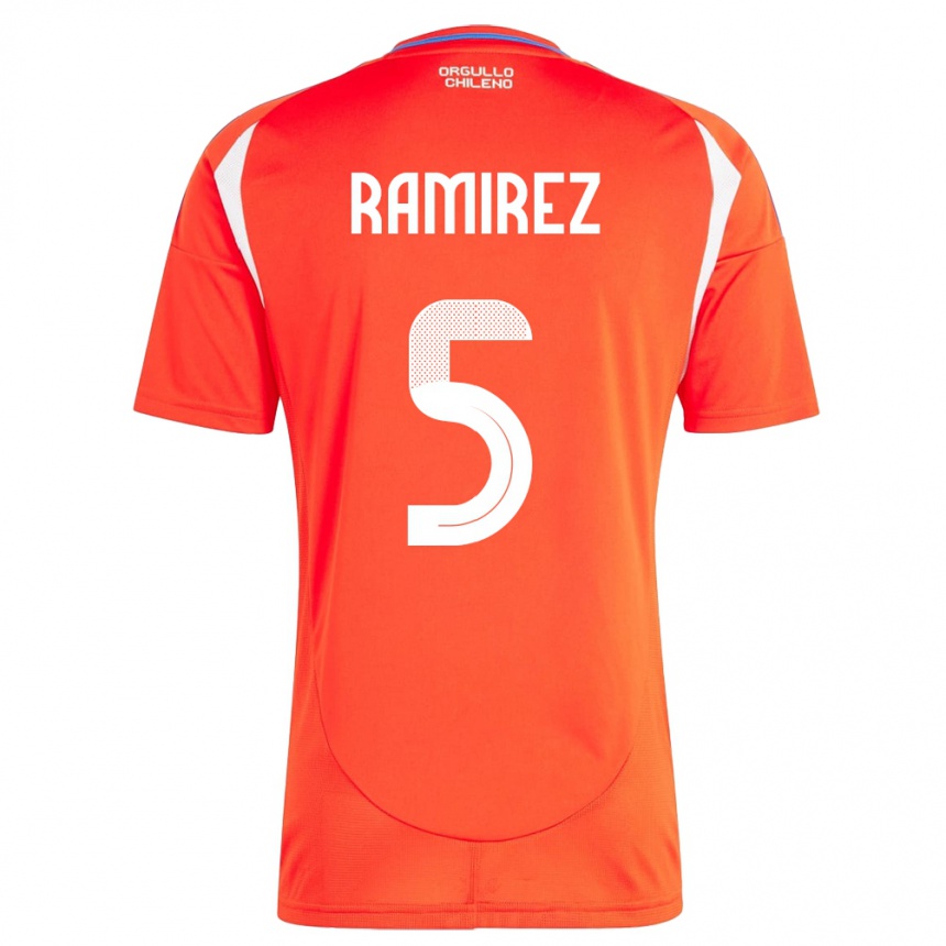 Hombre Fútbol Camiseta Chile Fernanda Ramírez #5 Rojo 1ª Equipación 24-26 Argentina