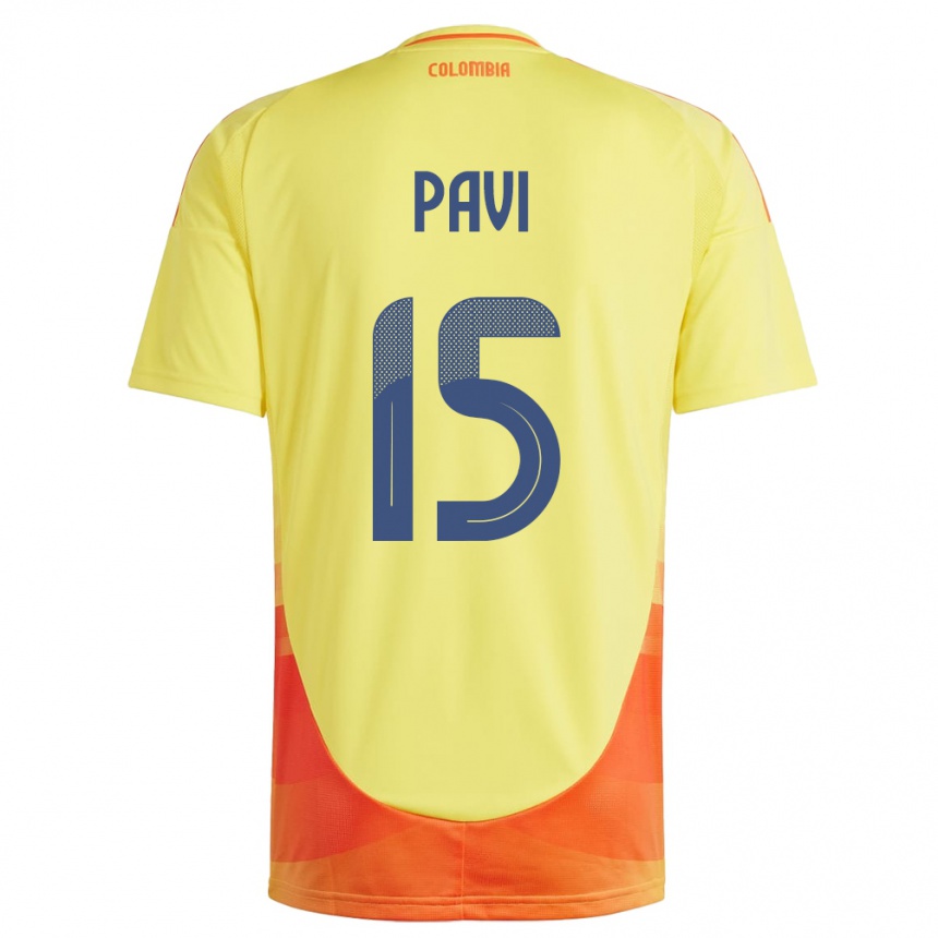 Hombre Fútbol Camiseta Colombia Manuela Paví #15 Amarillo 1ª Equipación 24-26 Argentina