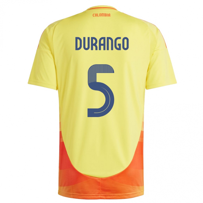 Hombre Fútbol Camiseta Colombia Lorena Durango #5 Amarillo 1ª Equipación 24-26 Argentina