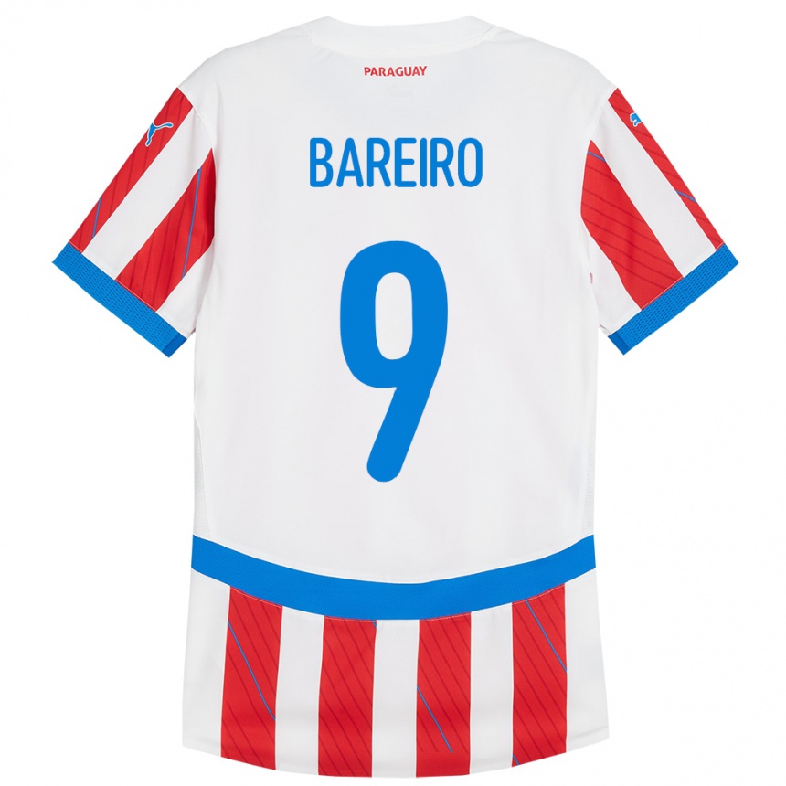 Hombre Fútbol Camiseta Paraguay Adam Bareiro #9 Blanco Rojo 1ª Equipación 24-26 Argentina