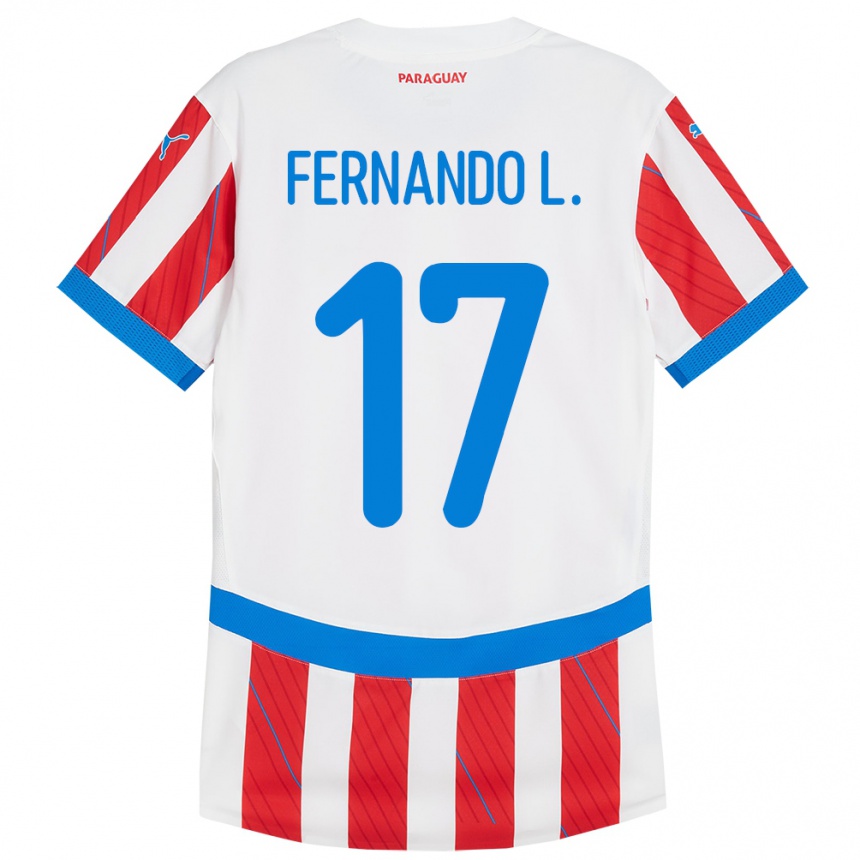 Hombre Fútbol Camiseta Paraguay Fernando Leguizamón #17 Blanco Rojo 1ª Equipación 24-26 Argentina