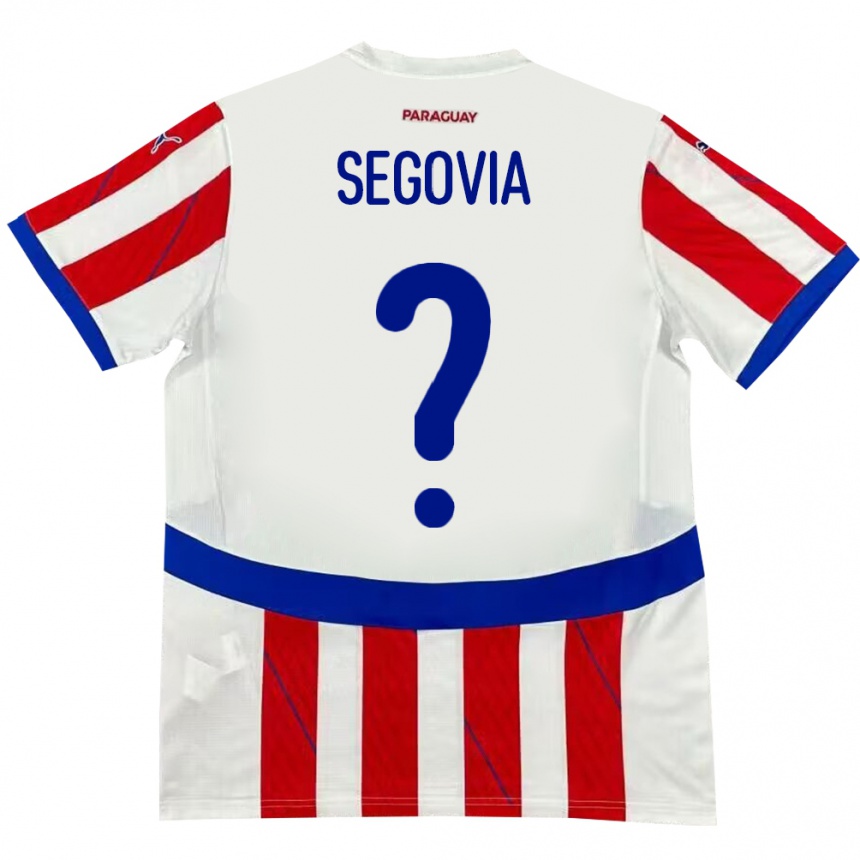 Hombre Fútbol Camiseta Paraguay María Segovia #0 Blanco Rojo 1ª Equipación 24-26 Argentina