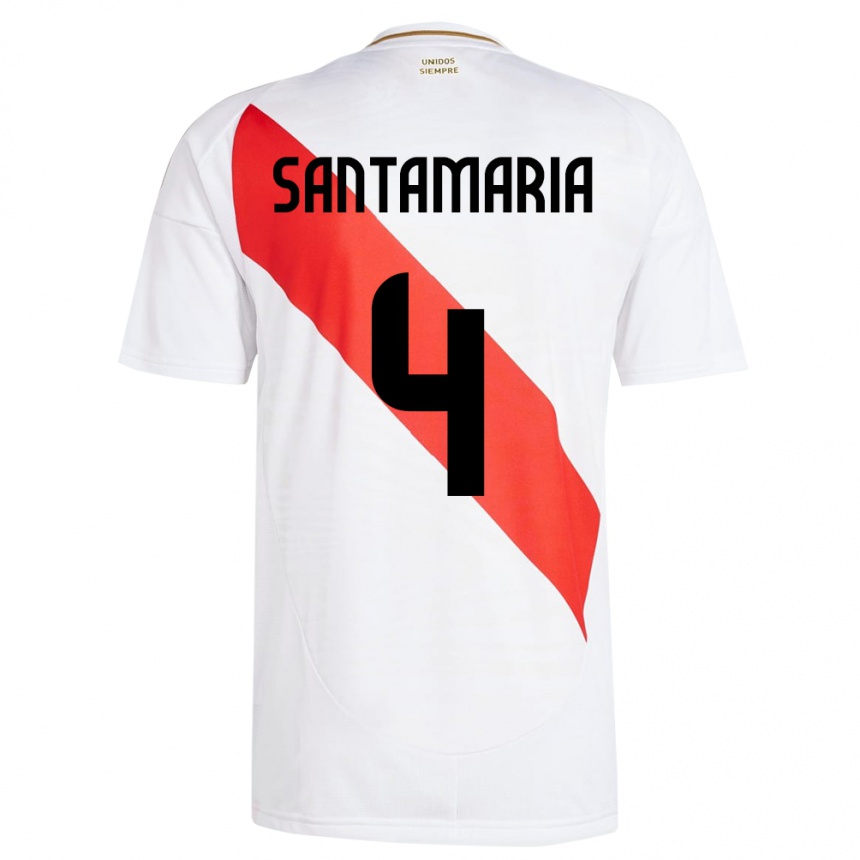 Hombre Fútbol Camiseta Perú Anderson Santamaría #4 Blanco 1ª Equipación 24-26 Argentina