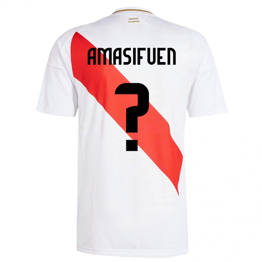 Hombre Fútbol Camiseta Perú Nicolás Amasifuén #0 Blanco 1ª Equipación 24-26 Argentina