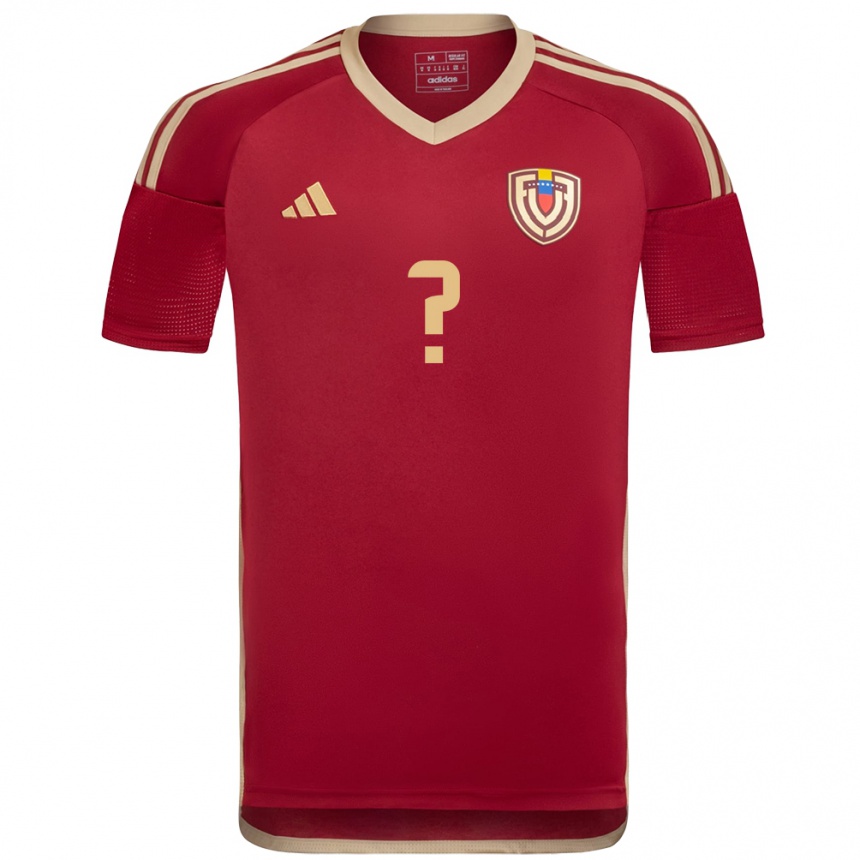 Hombre Fútbol Camiseta Venezuela Su Nombre #0 Borgoña 1ª Equipación 24-26 Argentina