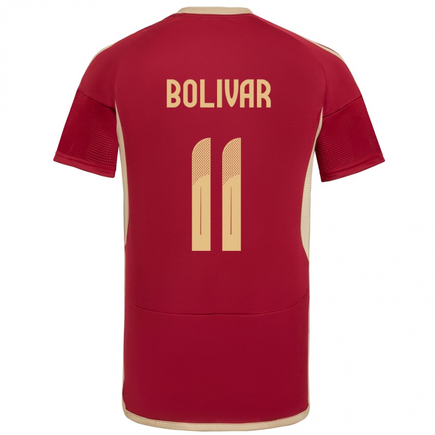 Hombre Fútbol Camiseta Venezuela Jovanny Bolívar #11 Borgoña 1ª Equipación 24-26 Argentina