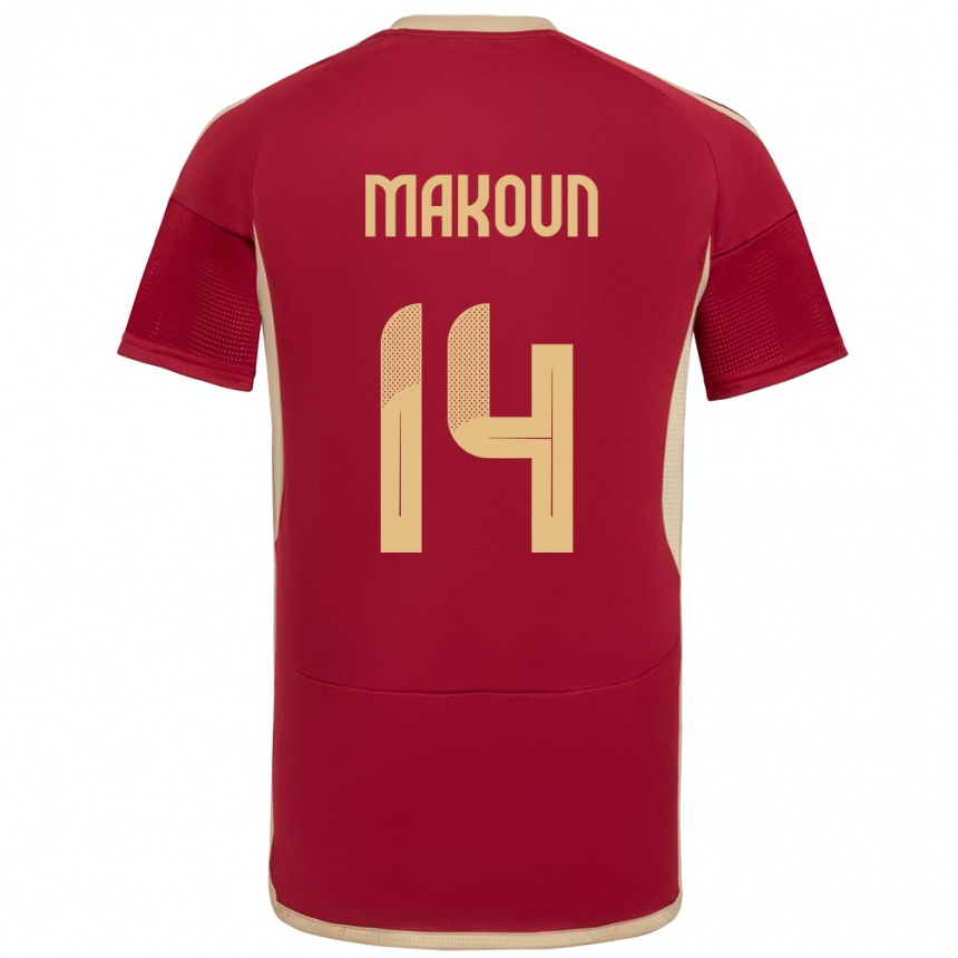 Hombre Fútbol Camiseta Venezuela Christian Makoun #14 Borgoña 1ª Equipación 24-26 Argentina