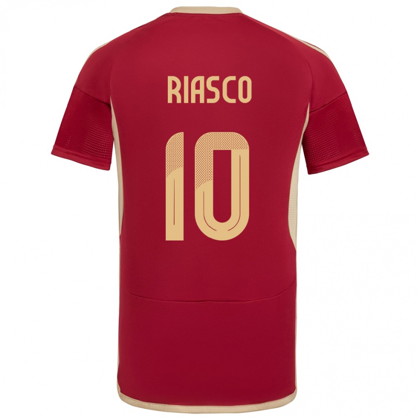 Hombre Fútbol Camiseta Venezuela José Riasco #10 Borgoña 1ª Equipación 24-26 Argentina