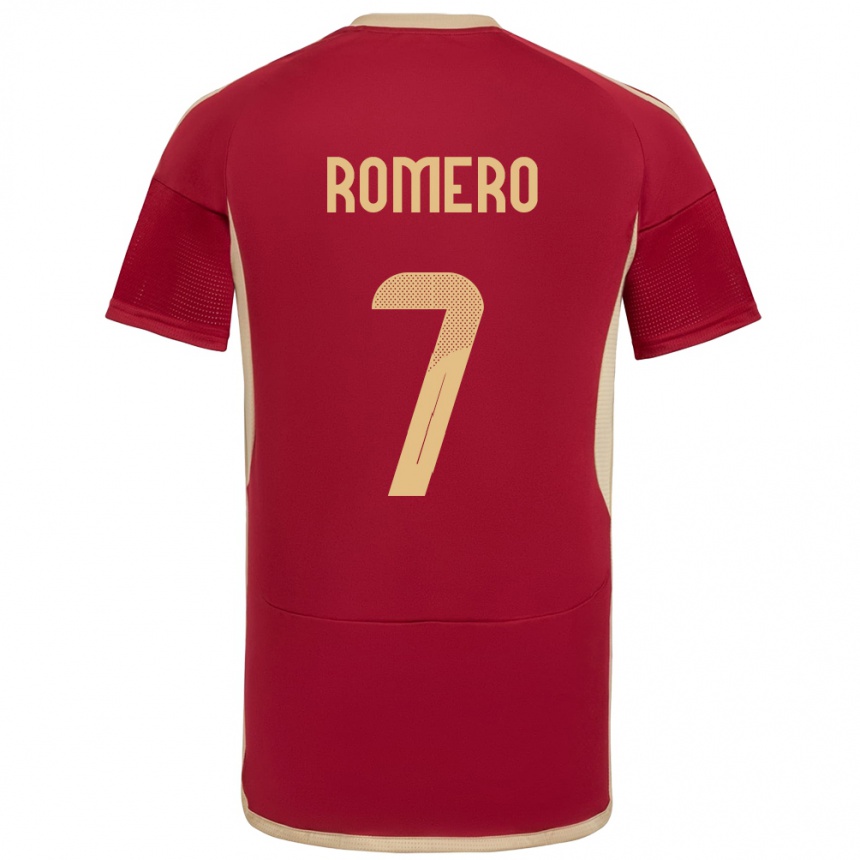 Hombre Fútbol Camiseta Venezuela Leenhan Romero #7 Borgoña 1ª Equipación 24-26 Argentina