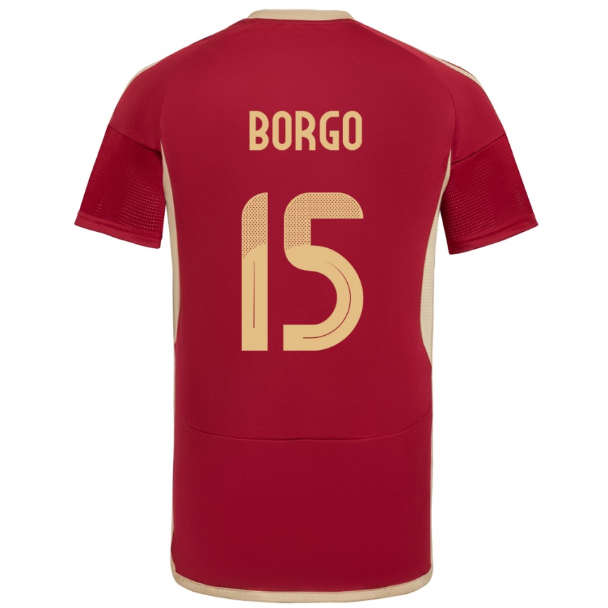 Hombre Fútbol Camiseta Venezuela Ángel Borgo #15 Borgoña 1ª Equipación 24-26 Argentina