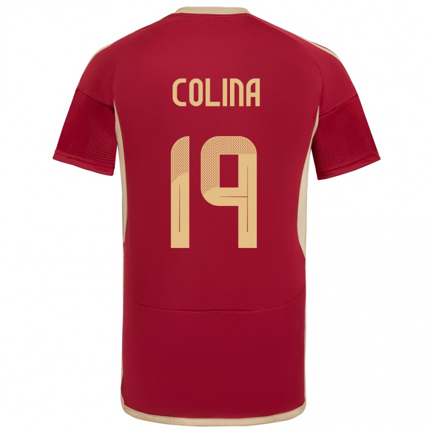 Hombre Fútbol Camiseta Venezuela Junior Colina #19 Borgoña 1ª Equipación 24-26 Argentina