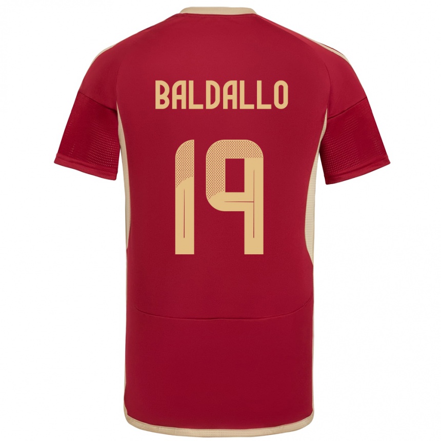 Hombre Fútbol Camiseta Venezuela Micheel Baldallo #19 Borgoña 1ª Equipación 24-26 Argentina