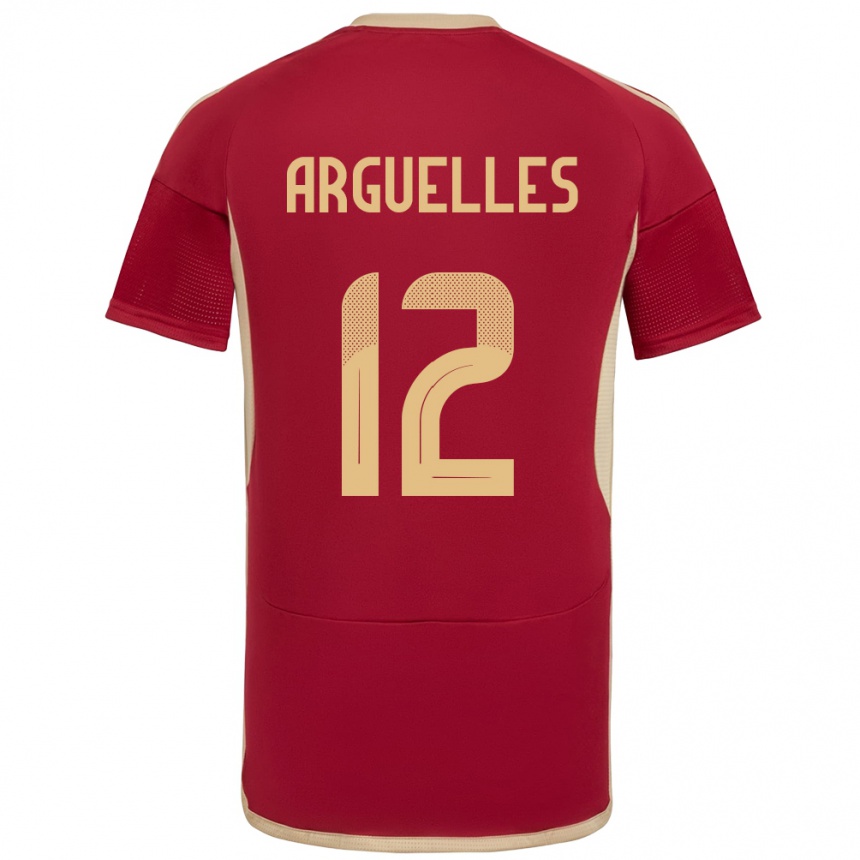 Hombre Fútbol Camiseta Venezuela Wilmary Argüelles #12 Borgoña 1ª Equipación 24-26 Argentina