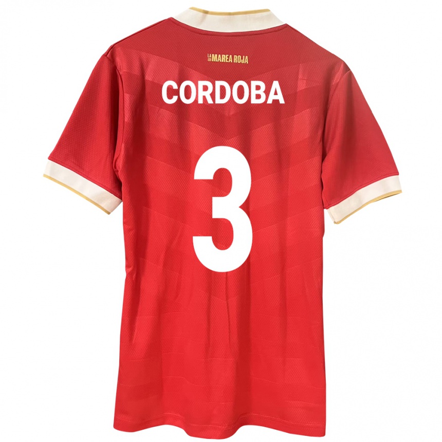 Hombre Fútbol Camiseta Panamá José Córdoba #3 Rojo 1ª Equipación 24-26 Argentina