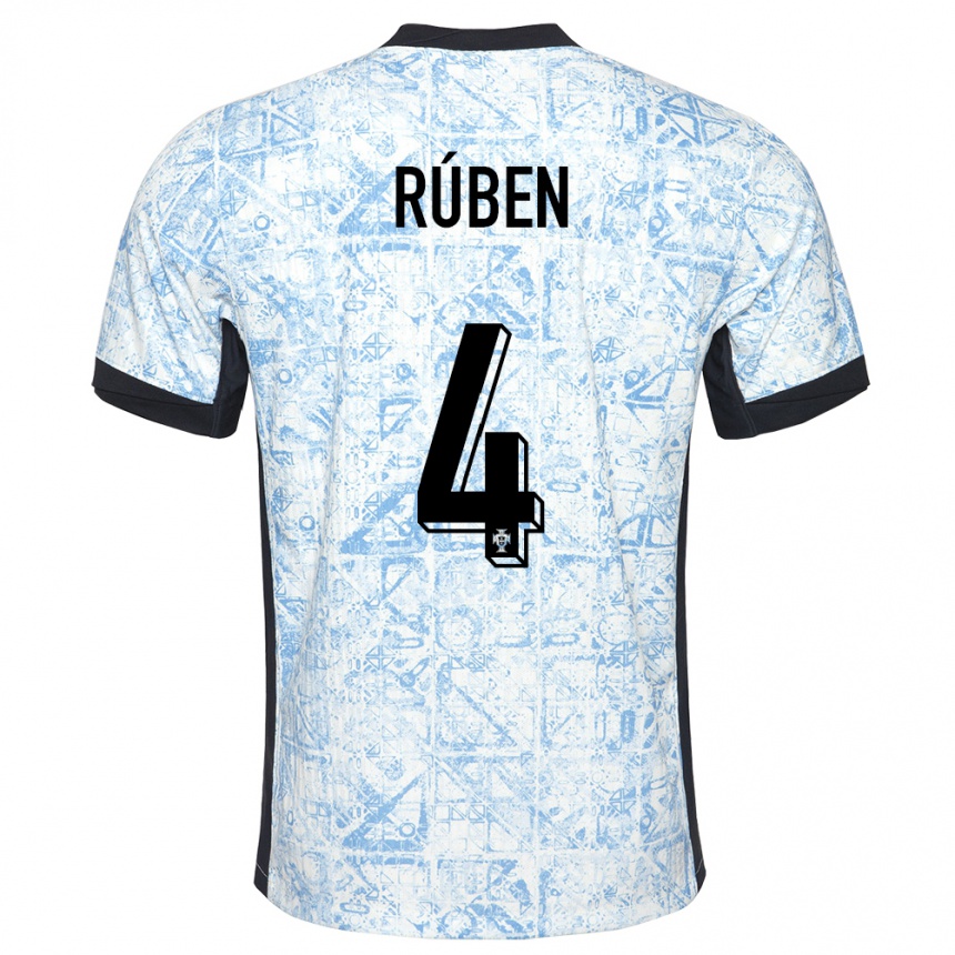 Hombre Fútbol Camiseta Portugal Ruben Dias #4 Crema Azul 2ª Equipación 24-26 Argentina