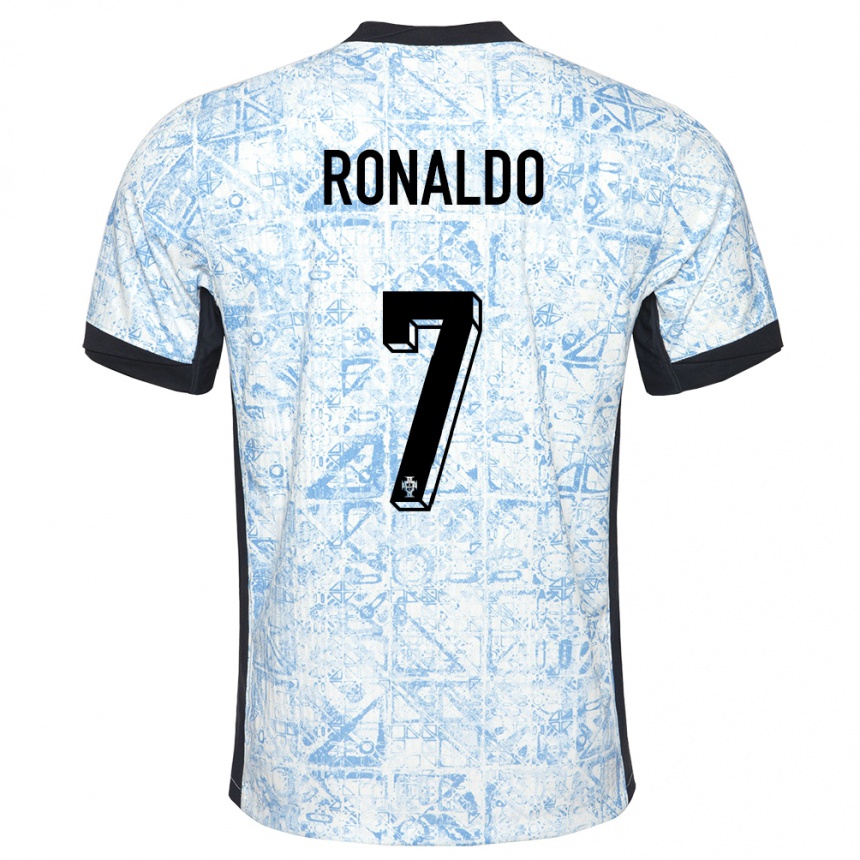 Hombre Fútbol Camiseta Portugal Cristiano Ronaldo #7 Crema Azul 2ª Equipación 24-26 Argentina