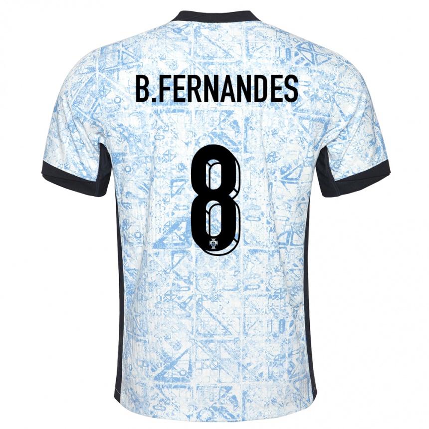 Hombre Fútbol Camiseta Portugal Bruno Fernandes #8 Crema Azul 2ª Equipación 24-26 Argentina