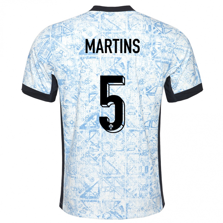 Hombre Fútbol Camiseta Portugal Leandro Martins #5 Crema Azul 2ª Equipación 24-26 Argentina