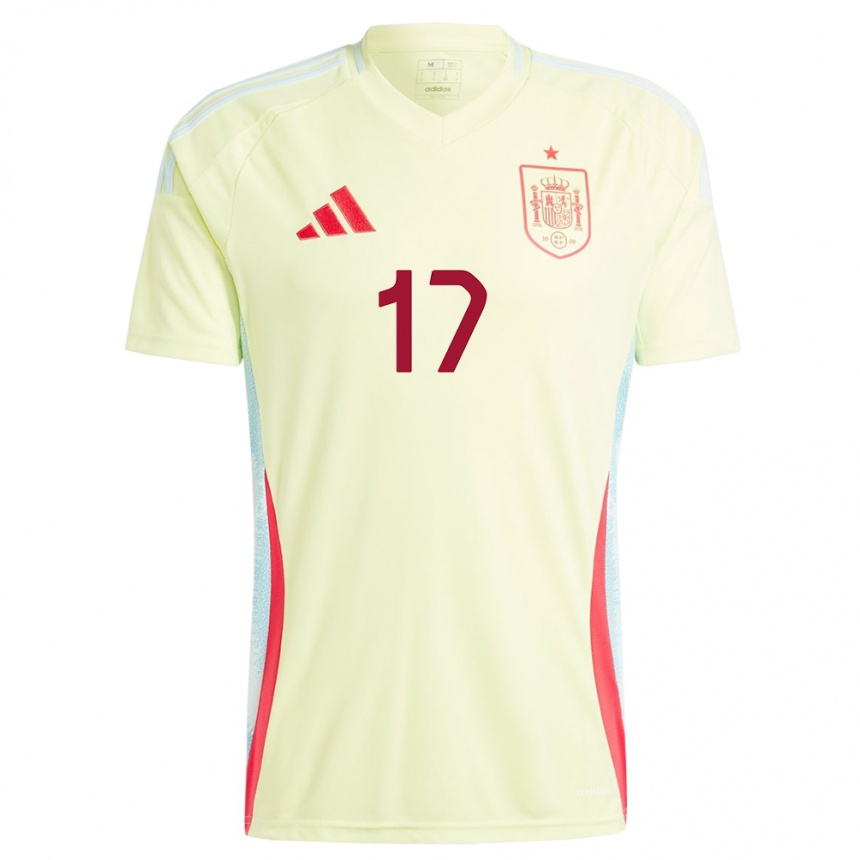 Hombre Fútbol Camiseta España Nico Williams #17 Amarillo 2ª Equipación 24-26 Argentina