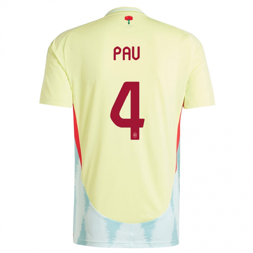 Hombre Fútbol Camiseta España Pau Torres #4 Amarillo 2ª Equipación 24-26 Argentina