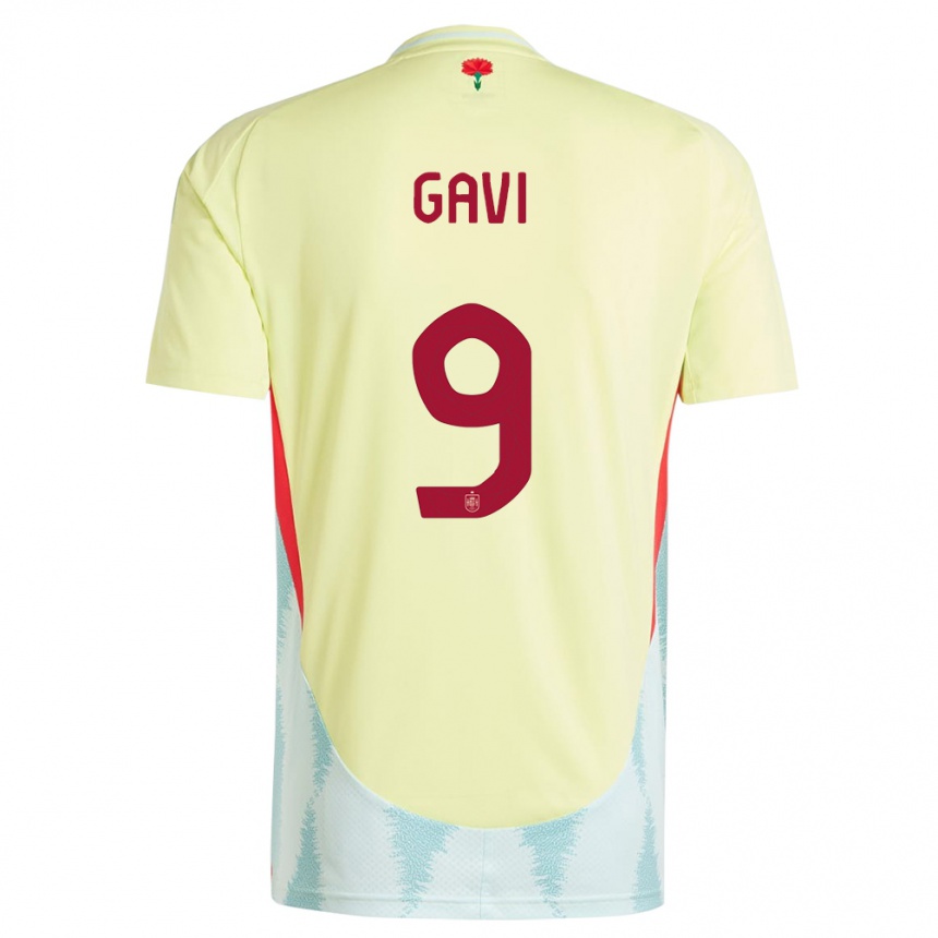 Hombre Fútbol Camiseta España Gavi #9 Amarillo 2ª Equipación 24-26 Argentina