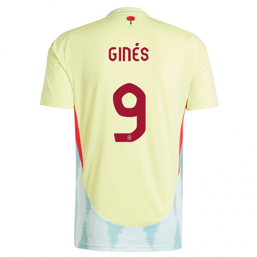 Hombre Fútbol Camiseta España Alvaro Gines #9 Amarillo 2ª Equipación 24-26 Argentina