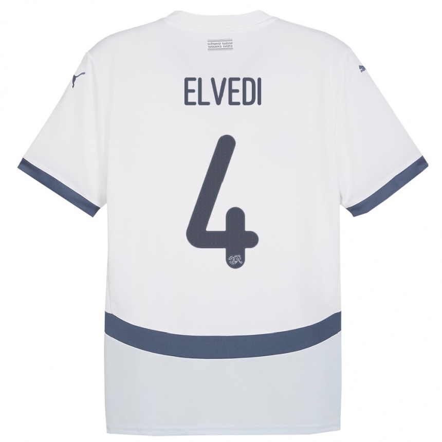 Hombre Fútbol Camiseta Suiza Nico Elvedi #4 Blanco 2ª Equipación 24-26 Argentina