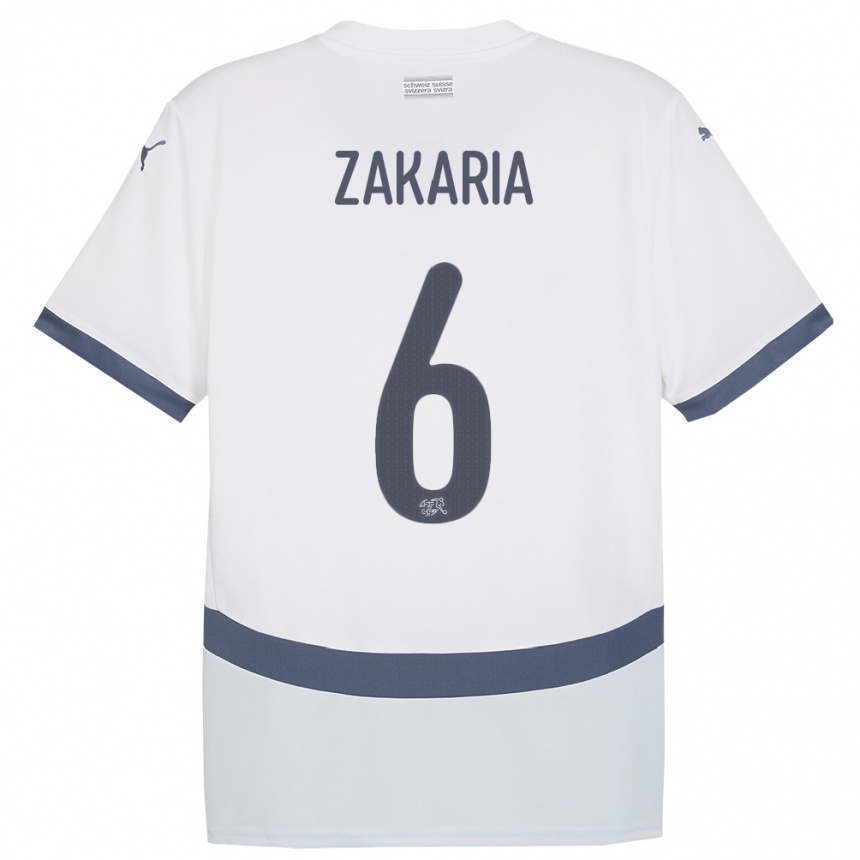 Hombre Fútbol Camiseta Suiza Denis Zakaria #6 Blanco 2ª Equipación 24-26 Argentina