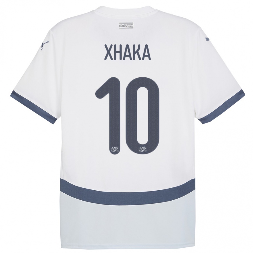 Hombre Fútbol Camiseta Suiza Granit Xhaka #10 Blanco 2ª Equipación 24-26 Argentina