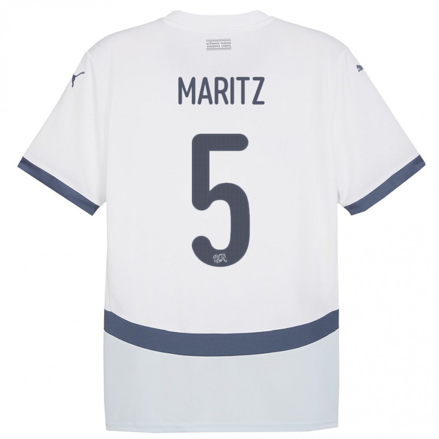 Hombre Fútbol Camiseta Suiza Noelle Maritz #5 Blanco 2ª Equipación 24-26 Argentina