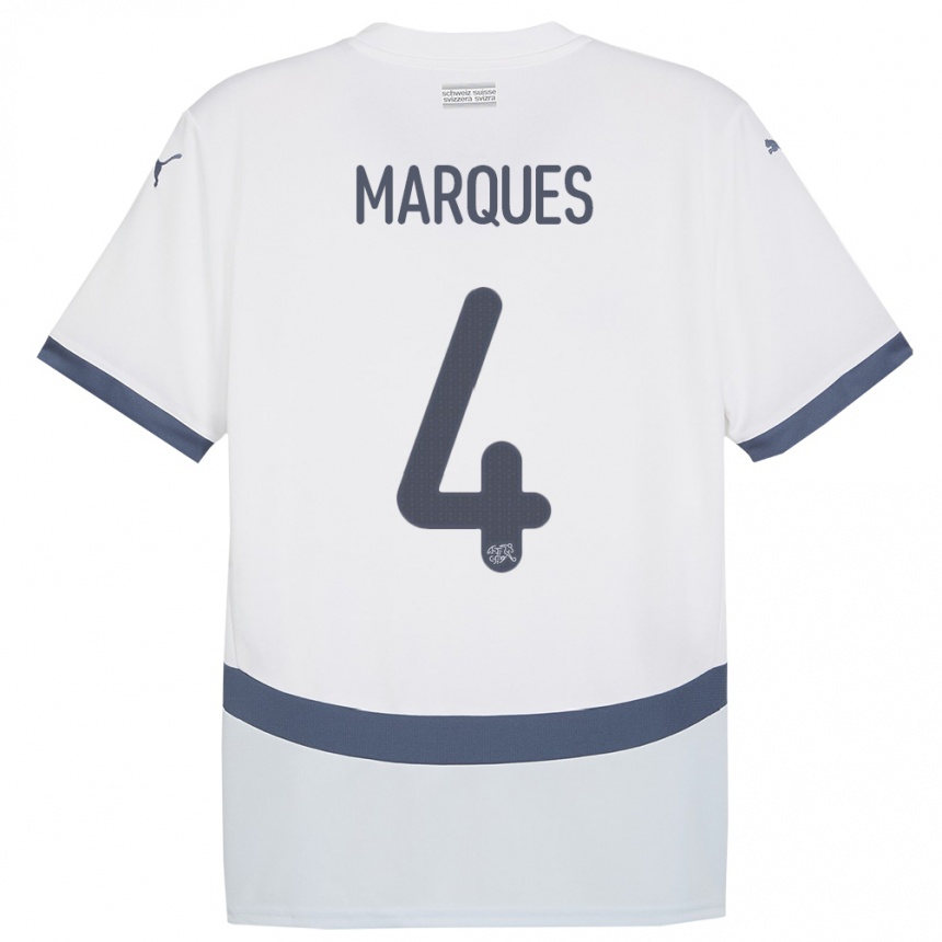 Hombre Fútbol Camiseta Suiza Christian Marques #4 Blanco 2ª Equipación 24-26 Argentina