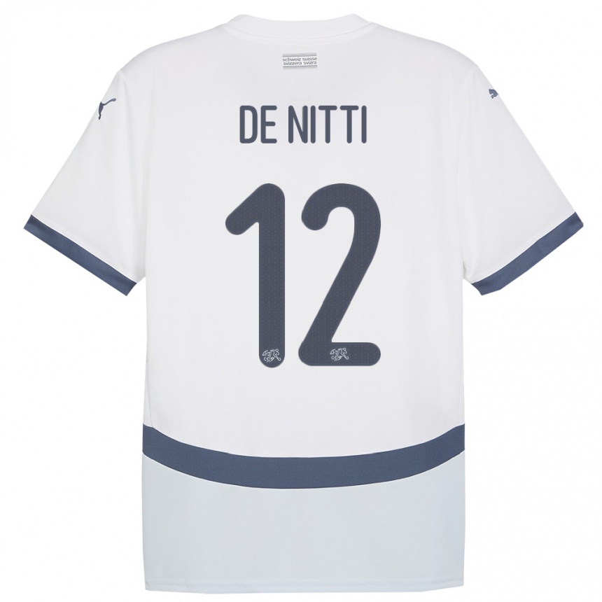 Hombre Fútbol Camiseta Suiza Gianni De Nitti #12 Blanco 2ª Equipación 24-26 Argentina