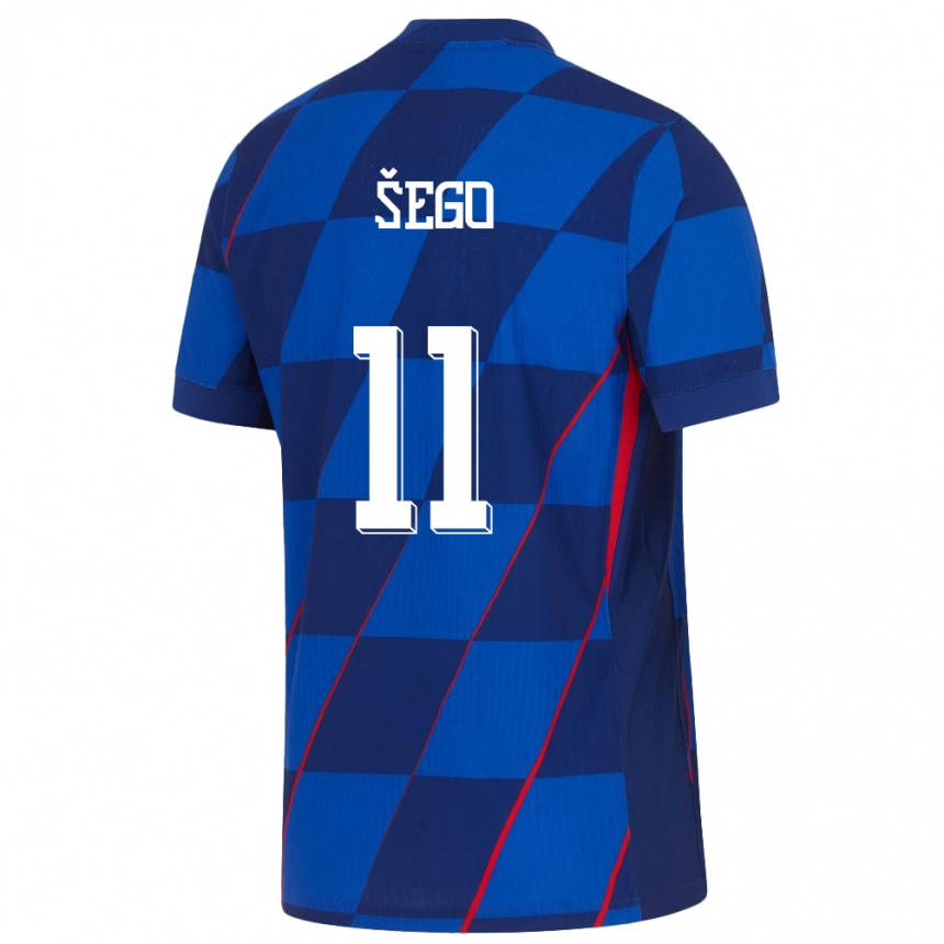 Hombre Fútbol Camiseta Croacia Michele Sego #11 Azul 2ª Equipación 24-26 Argentina