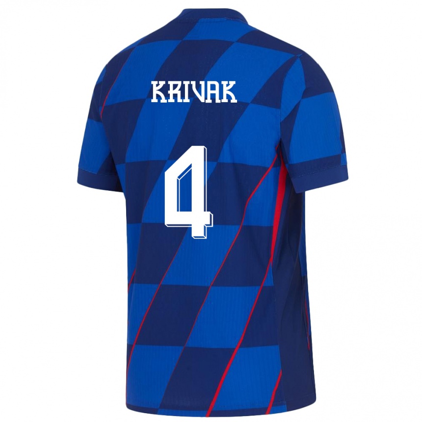 Hombre Fútbol Camiseta Croacia Fabijan Krivak #4 Azul 2ª Equipación 24-26 Argentina