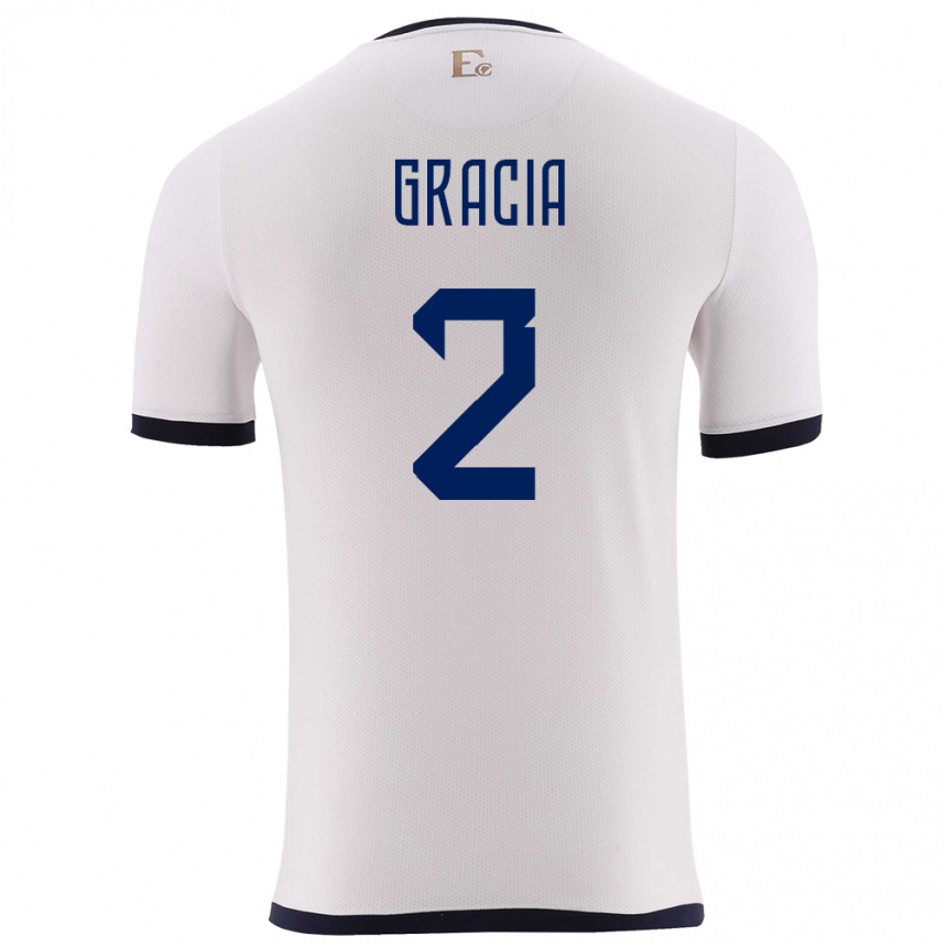 Hombre Fútbol Camiseta Ecuador Ericka Gracia #2 Blanco 2ª Equipación 24-26 Argentina