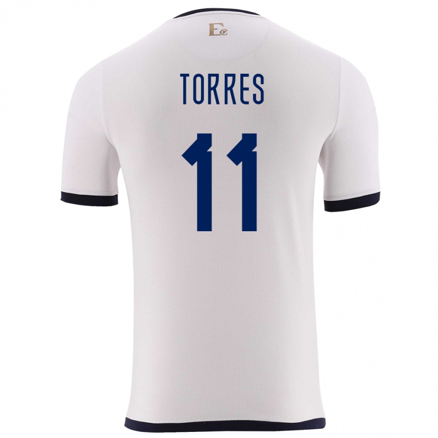 Hombre Fútbol Camiseta Ecuador Ambar Torres #11 Blanco 2ª Equipación 24-26 Argentina