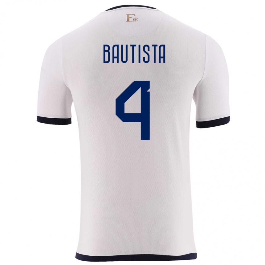 Hombre Fútbol Camiseta Ecuador Davis Bautista #4 Blanco 2ª Equipación 24-26 Argentina