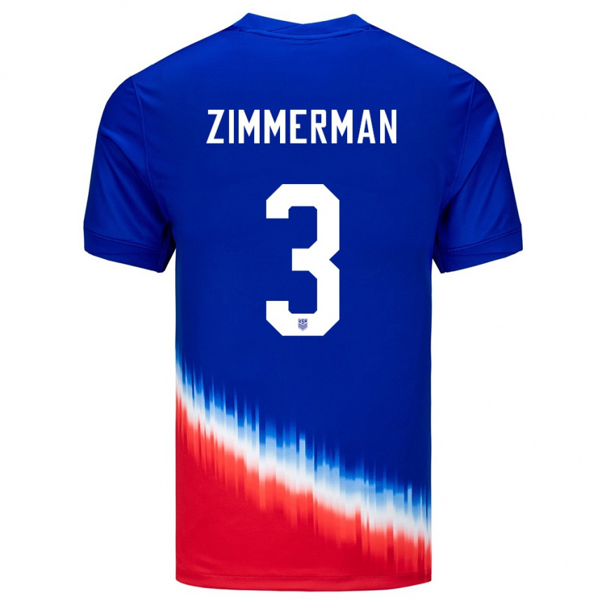 Hombre Fútbol Camiseta Estados Unidos Walker Zimmerman #3 Azul 2ª Equipación 24-26 Argentina