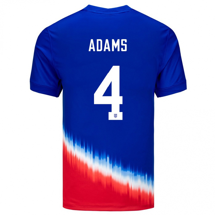 Hombre Fútbol Camiseta Estados Unidos Tyler Adams #4 Azul 2ª Equipación 24-26 Argentina