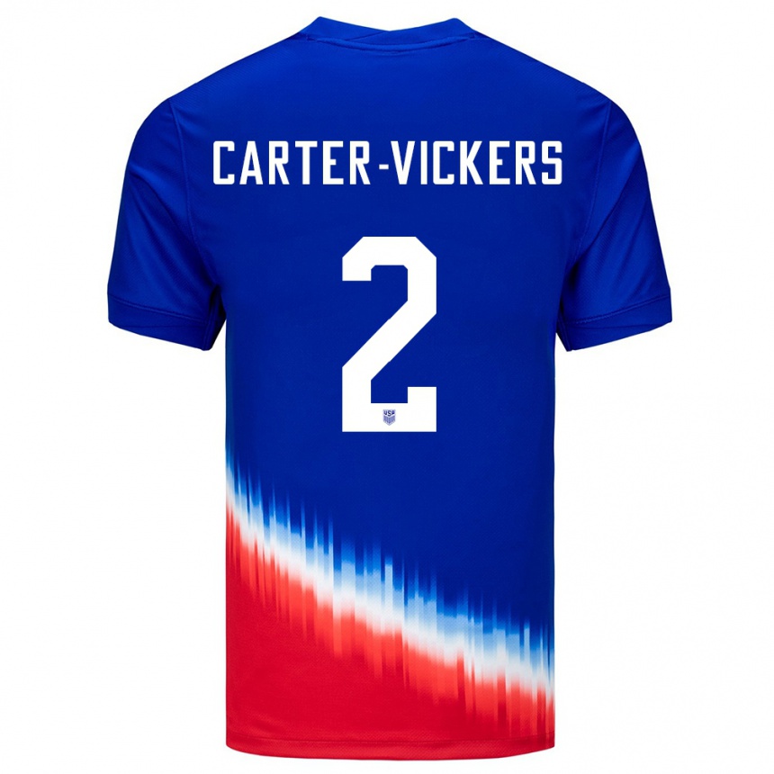 Hombre Fútbol Camiseta Estados Unidos Cameron Carter-Vickers #2 Azul 2ª Equipación 24-26 Argentina