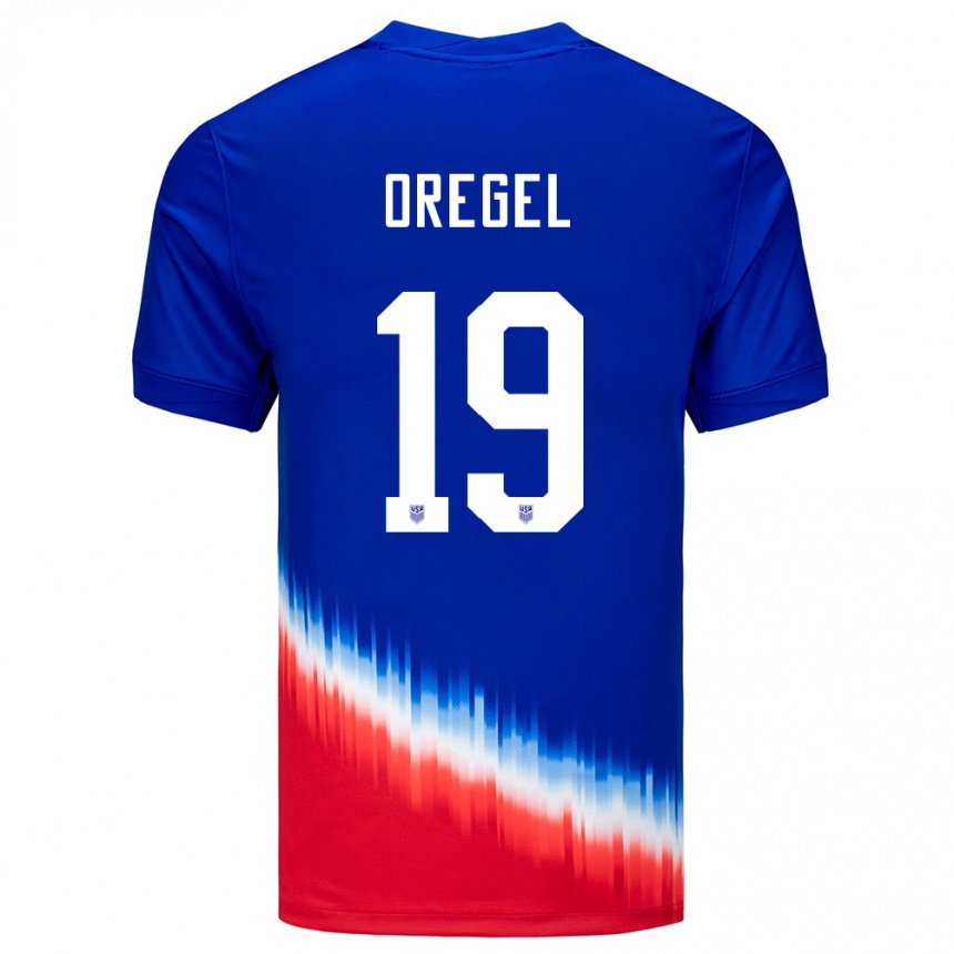 Hombre Fútbol Camiseta Estados Unidos Sergio Oregel #19 Azul 2ª Equipación 24-26 Argentina