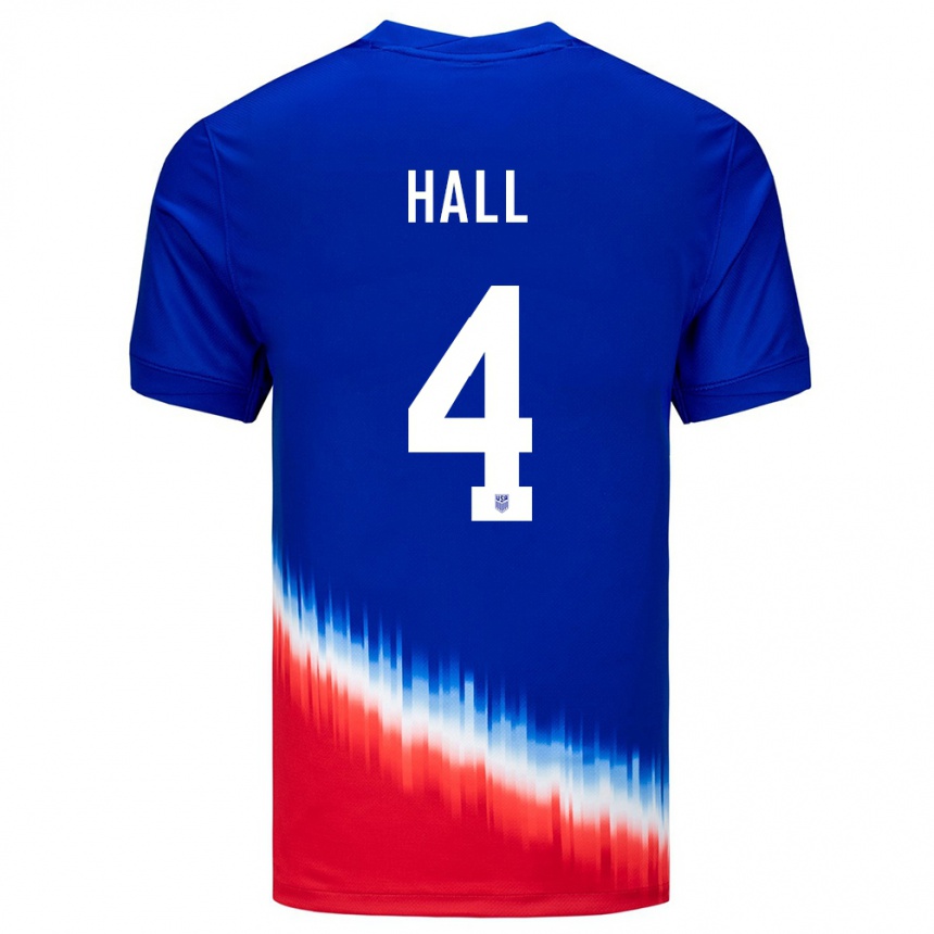 Hombre Fútbol Camiseta Estados Unidos Tyler Hall #4 Azul 2ª Equipación 24-26 Argentina