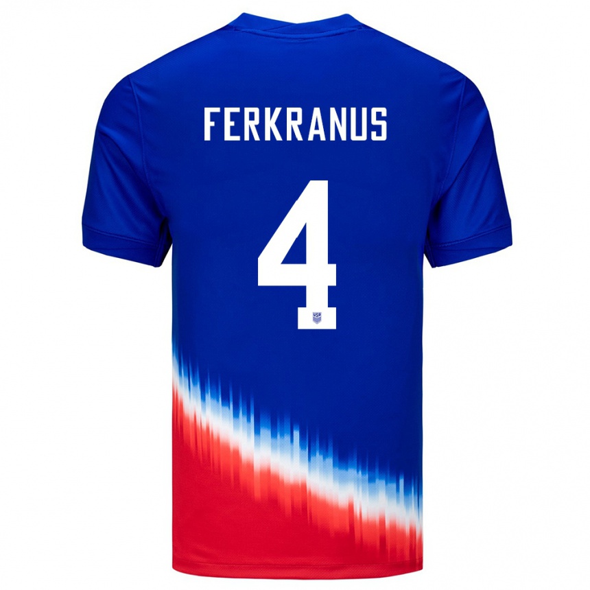 Hombre Fútbol Camiseta Estados Unidos Marcus Ferkranus #4 Azul 2ª Equipación 24-26 Argentina