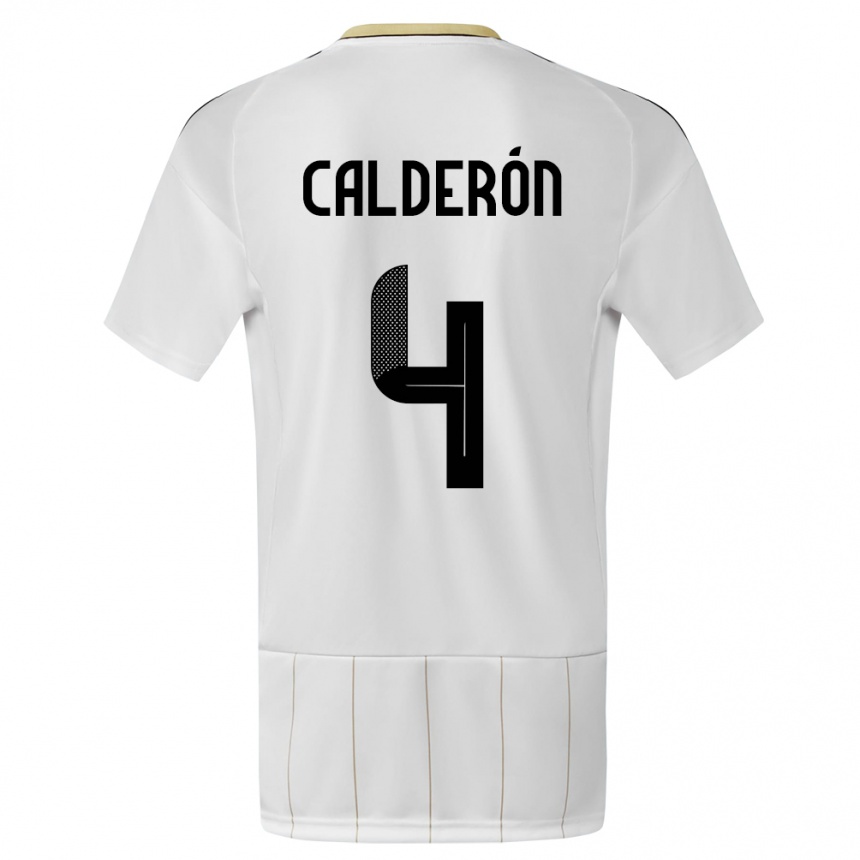 Hombre Fútbol Camiseta Costa Rica Brandon Calderon #4 Blanco 2ª Equipación 24-26 Argentina