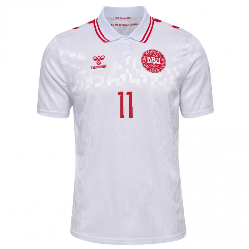 Hombre Fútbol Camiseta Dinamarca Andreas Skov Olsen #11 Blanco 2ª Equipación 24-26 Argentina