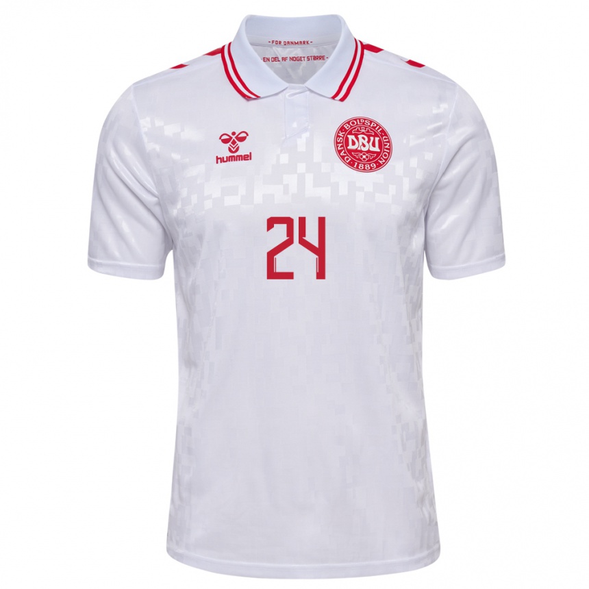 Hombre Fútbol Camiseta Dinamarca Anders Dreyer #24 Blanco 2ª Equipación 24-26 Argentina