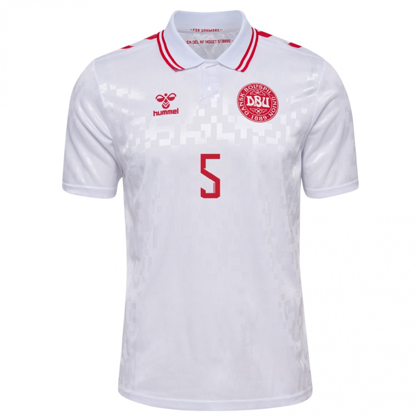 Hombre Fútbol Camiseta Dinamarca Joakim Maehle #5 Blanco 2ª Equipación 24-26 Argentina